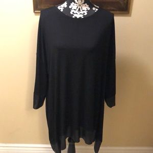 Nelly Classic Comfy tunic with gunmetal metallic trimmed hems
